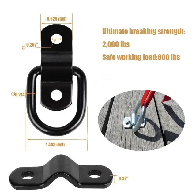 Galvanised carbon steel pull ring floor hook for trucks in black finish