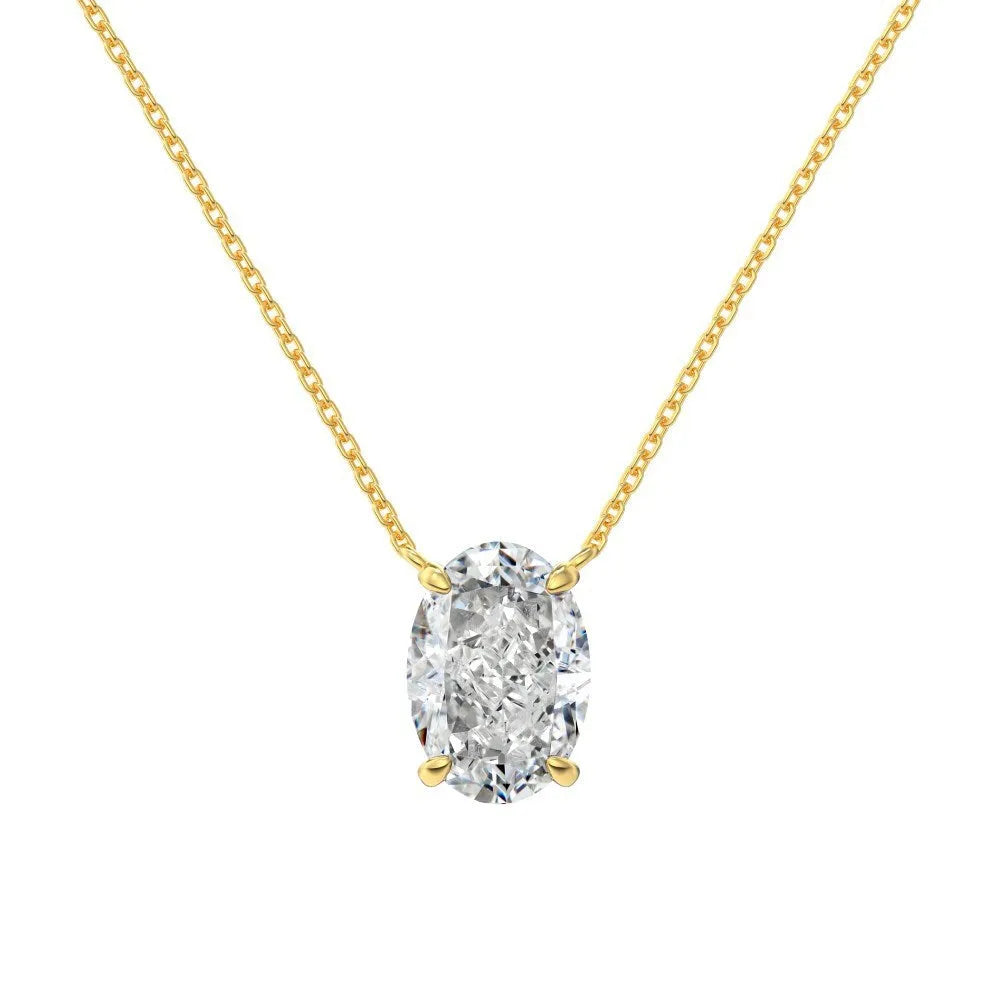 Women's sterling silver necklace with a small geometric oval ice flower pendant.
