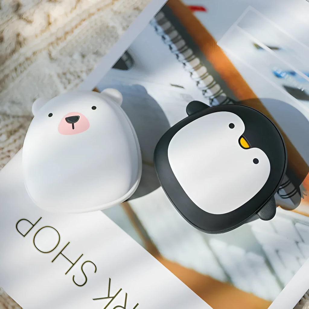 Cartoon penguin polar bear design USB rechargeable hand warmer with power bank functionality