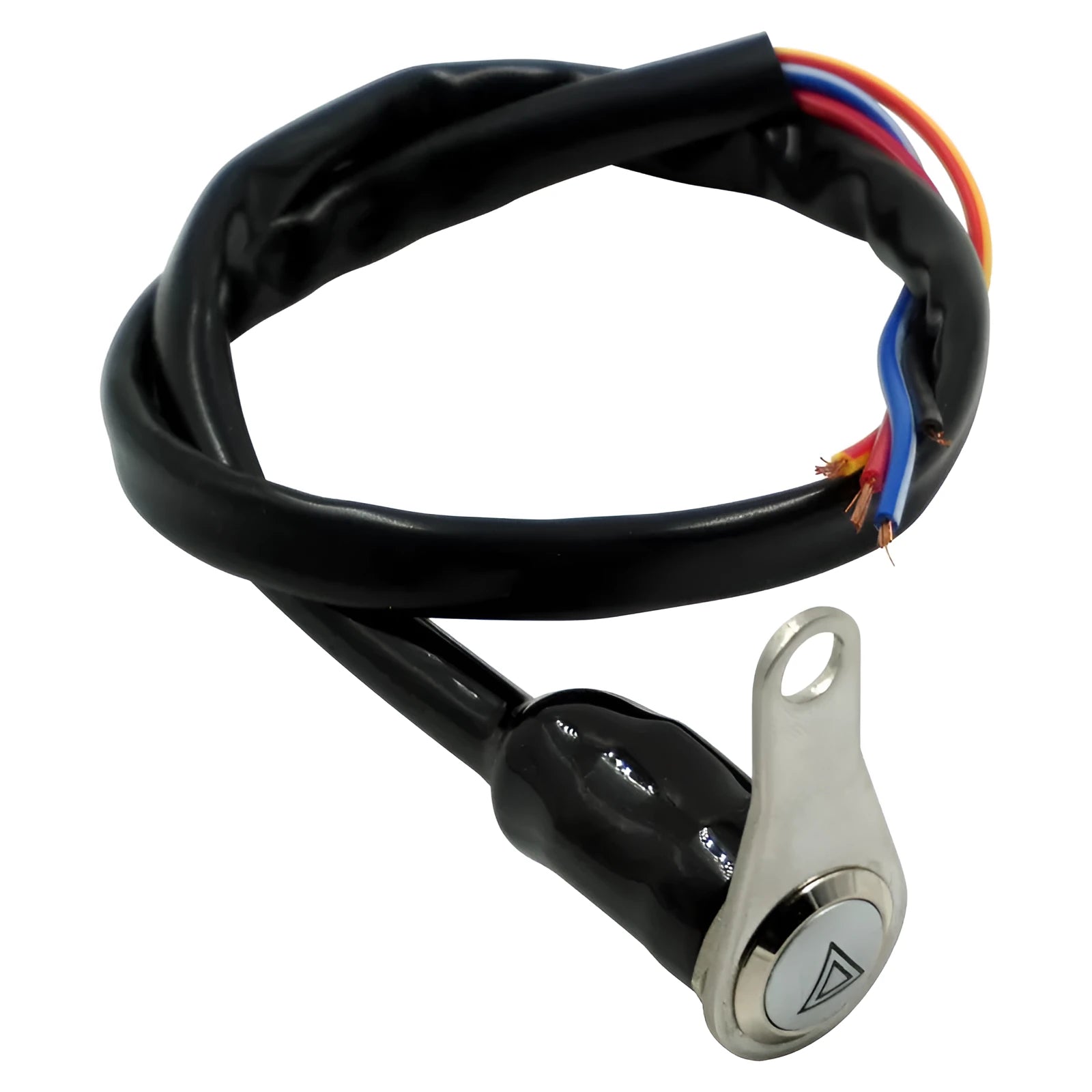 Black stainless steel motorcycle double flash switch with LED light ring for 7mm mounting