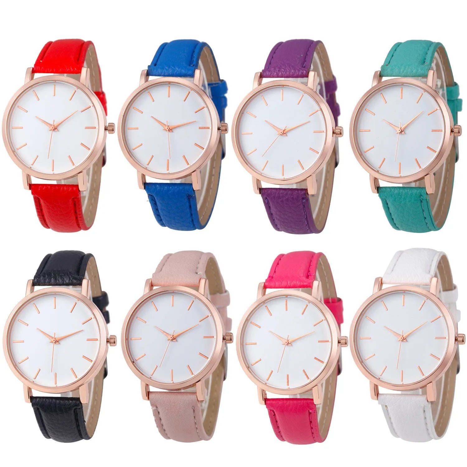 35.5mm square case quartz watch with PU leather strap in multiple colour options