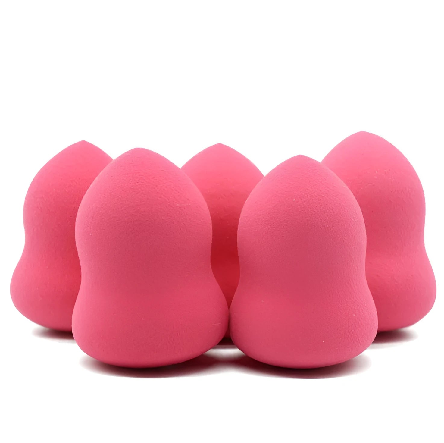 Pink hydrophilic non-latex makeup sponge for foundation application, shown at 4x4x5.6 cm size.