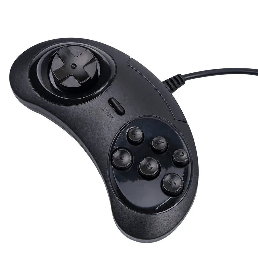 Black Sega USB game controller for PC with 1.8m cable and neutral design
