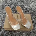 Women's black and silver high heel fashion boots with PVC soles in sizes 34-43