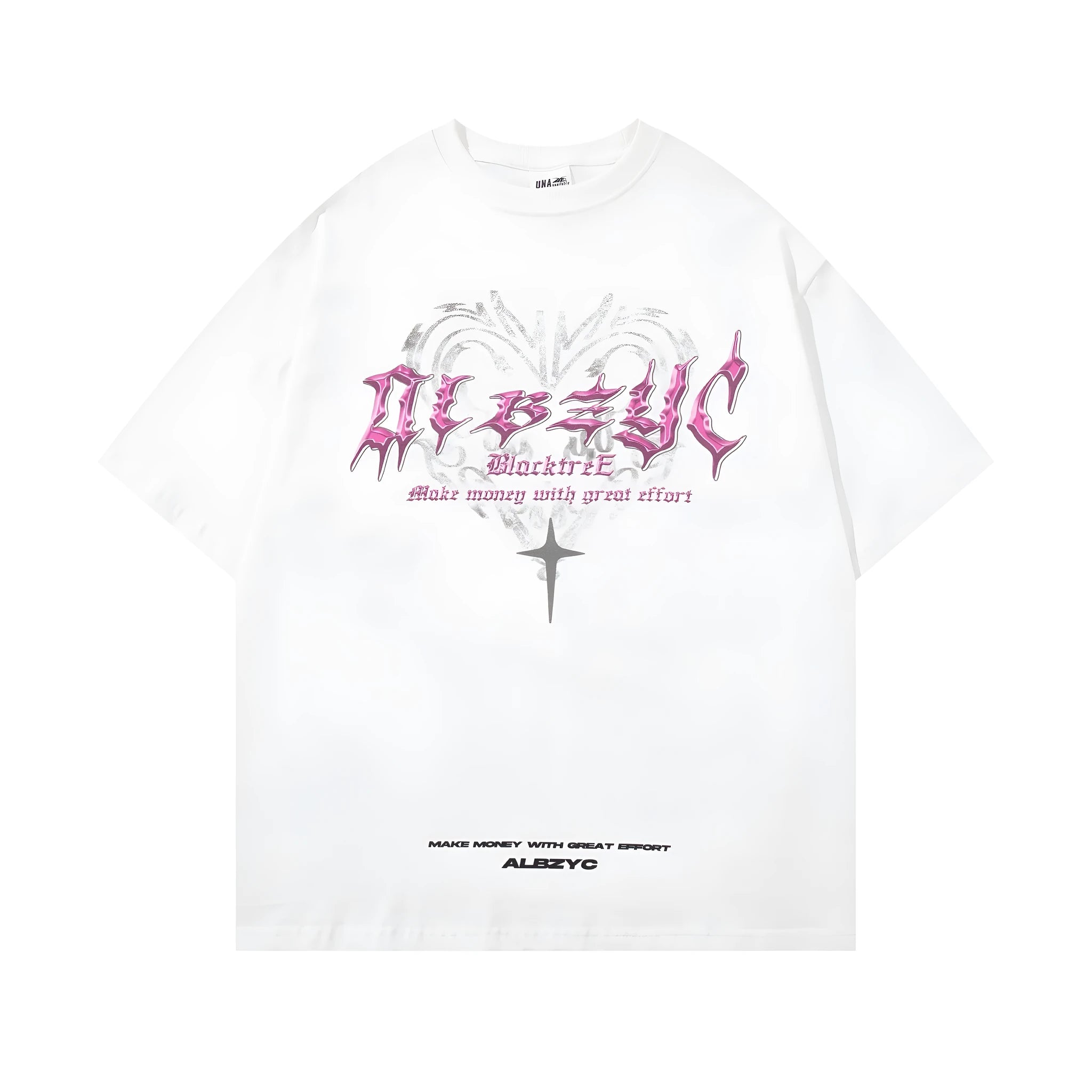 Men's black retro printed cotton t-shirt with loose fit and short sleeves