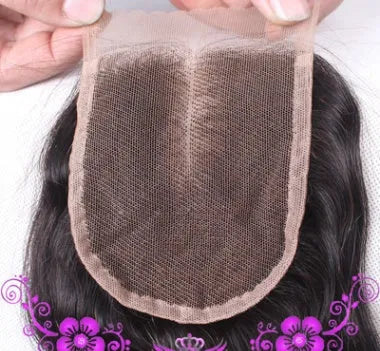 Straight human hair curtain weft with closure wig accessory in natural black colour