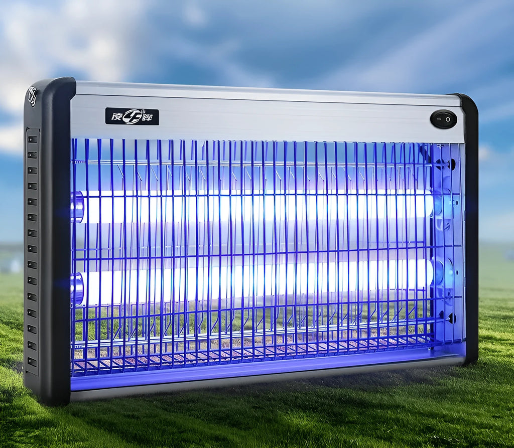20W electric mosquito killer lamp with two UV light tubes for indoor home and restaurant use.