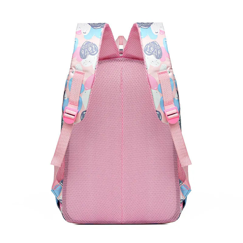 Blue student backpack with air pillow belt system showing large capacity interior