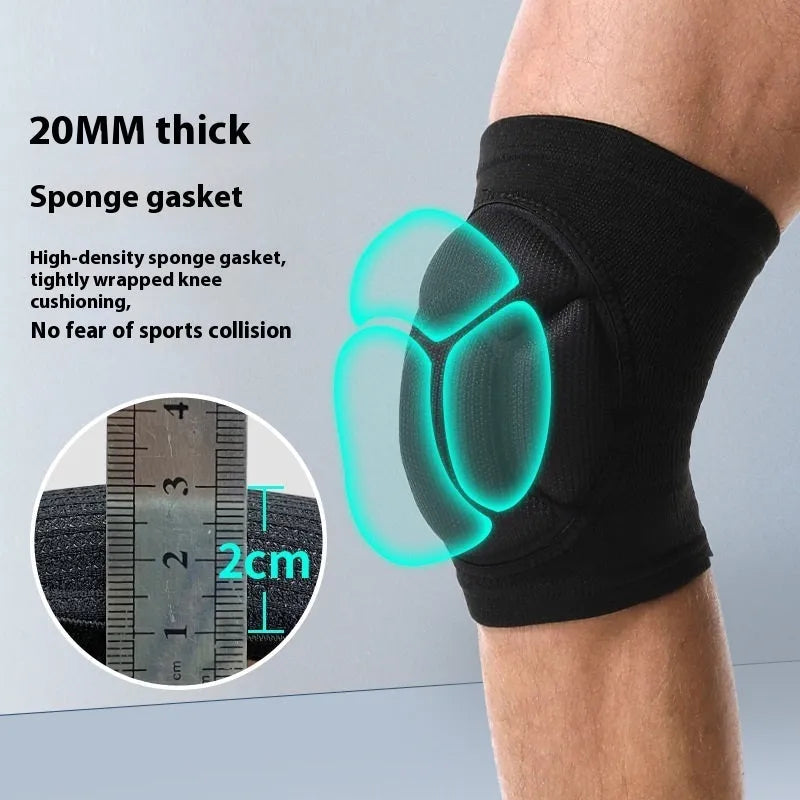 Black and blue thick sponge dance kneepads for anti-collision protection with breathable construction