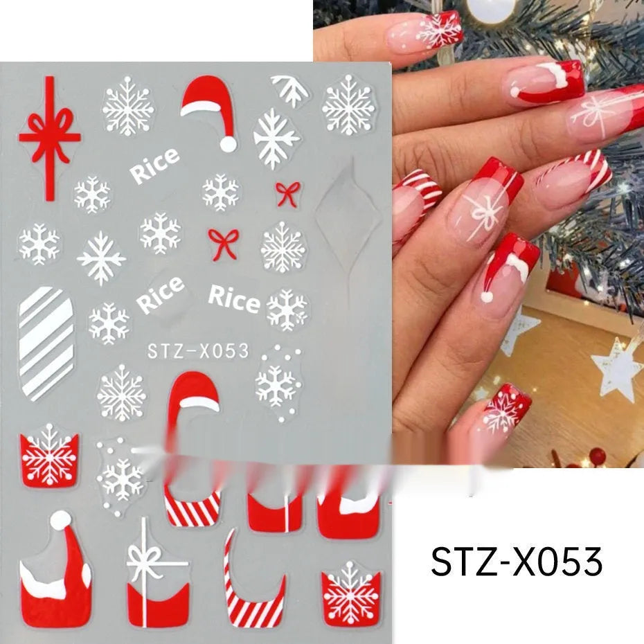 Set of 60 black and silver cartoon pattern nail strip stickers with plastic application patch.