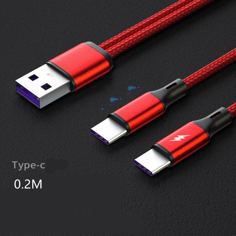 Braided dual-head Android fast charging cable with black or red options in 0.2m and 1.2m lengths