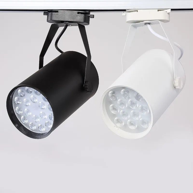 LED track spotlight in black and white aluminium shell options for store display lighting