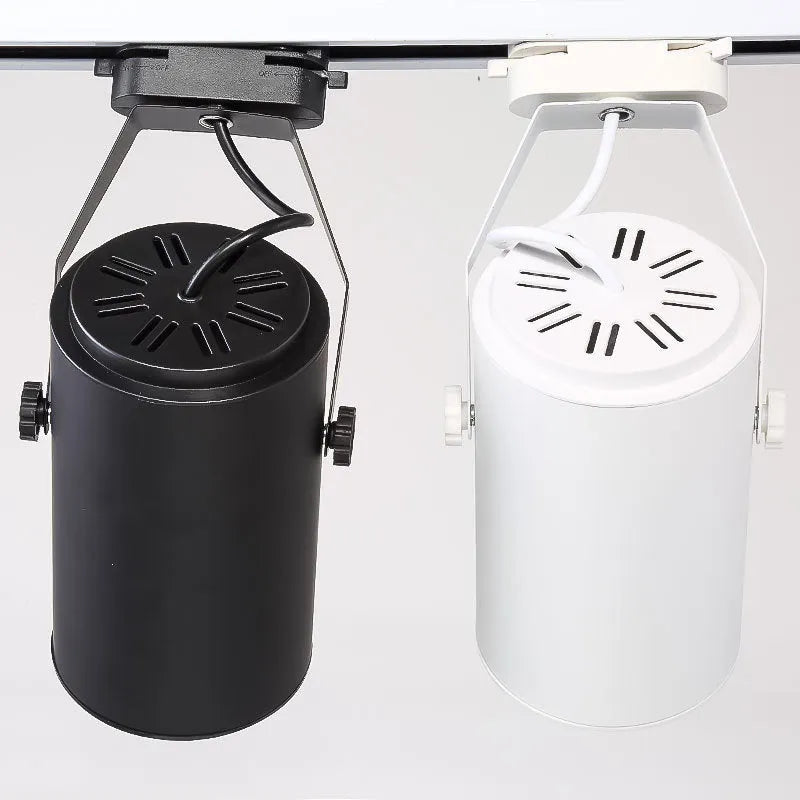 LED track spotlight in black and white aluminium shell options for store display lighting