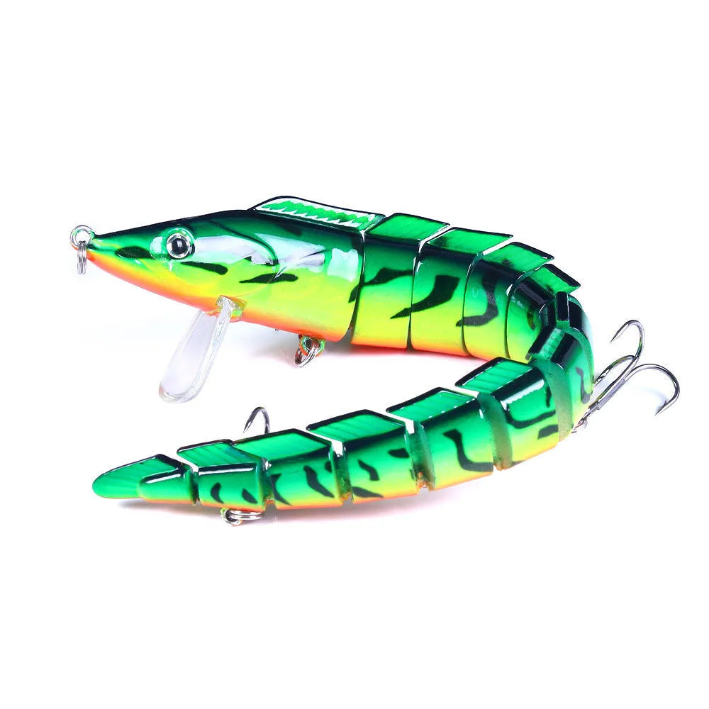 Multi-section articulated loach fishing lure measuring 23cm, available in five colour variants.