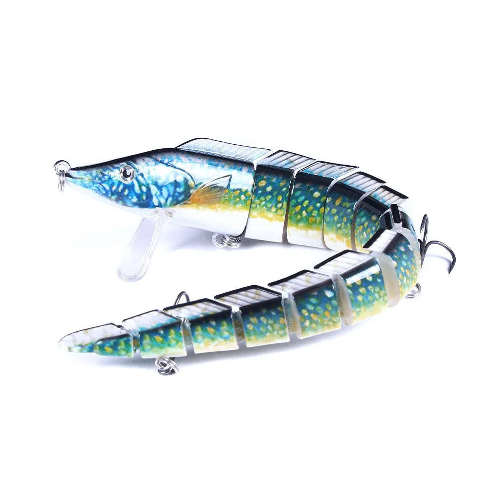 Multi-section articulated loach fishing lure measuring 23cm, available in five colour variants.