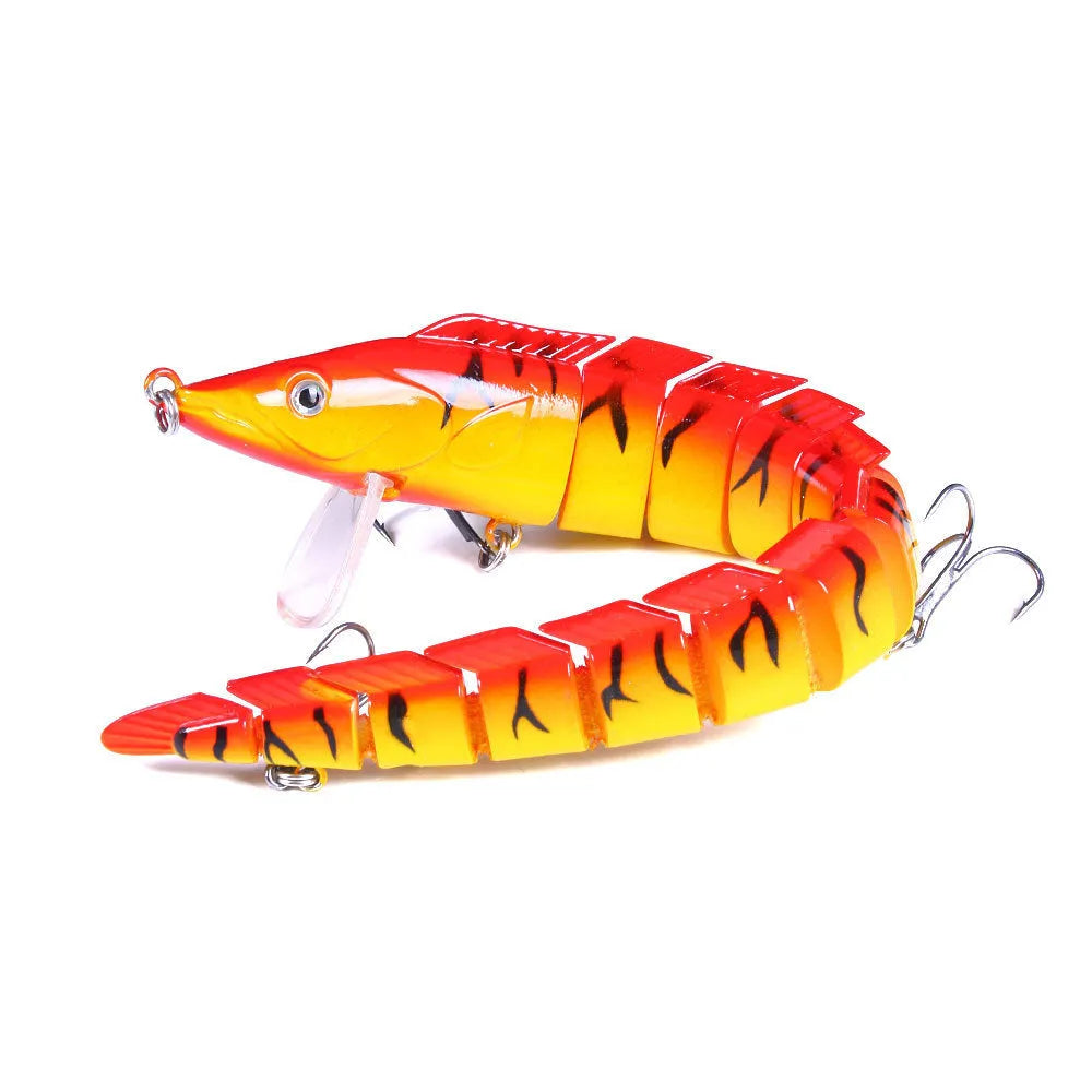 Multi-section articulated loach fishing lure measuring 23cm, available in five colour variants.