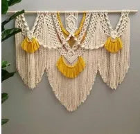 Creamy white cotton woven tapestry with Nordic design measuring 120cm by 95cm