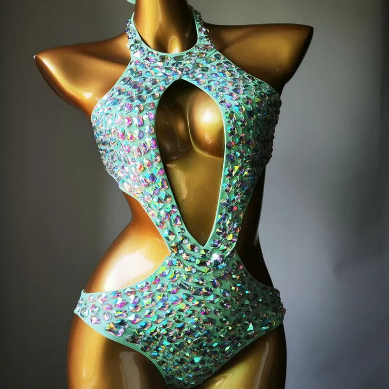 Women's diamond mesh one-piece swimsuit in black with nylon fabric and polyester lining