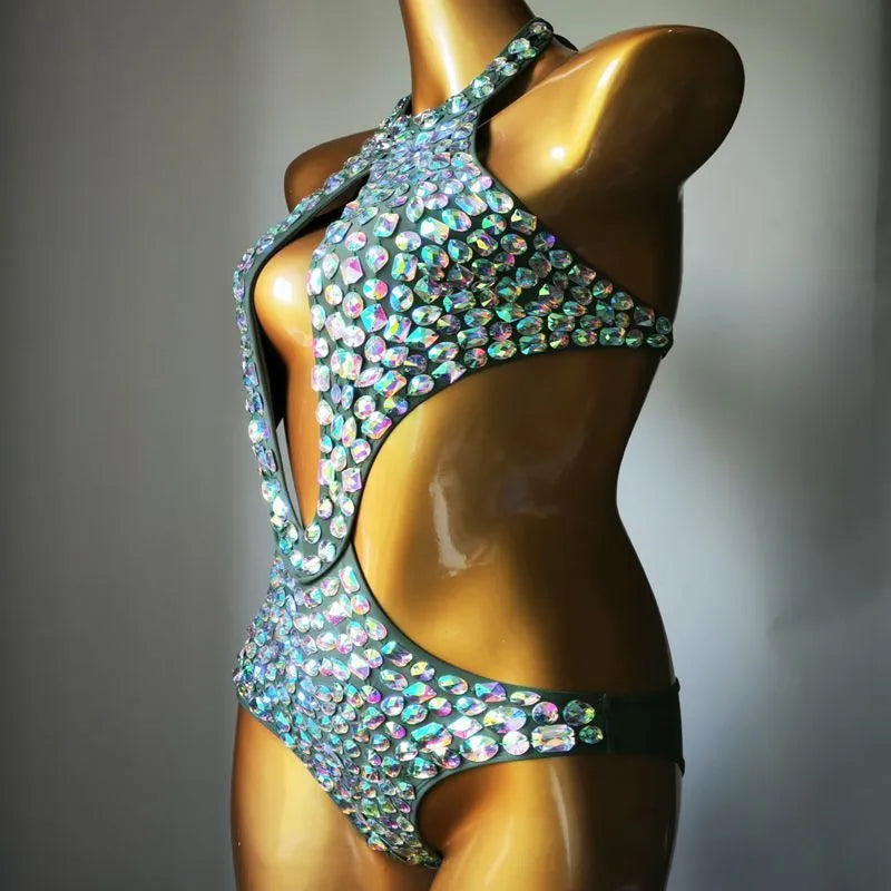 Women's diamond mesh one-piece swimsuit in black with nylon fabric and polyester lining