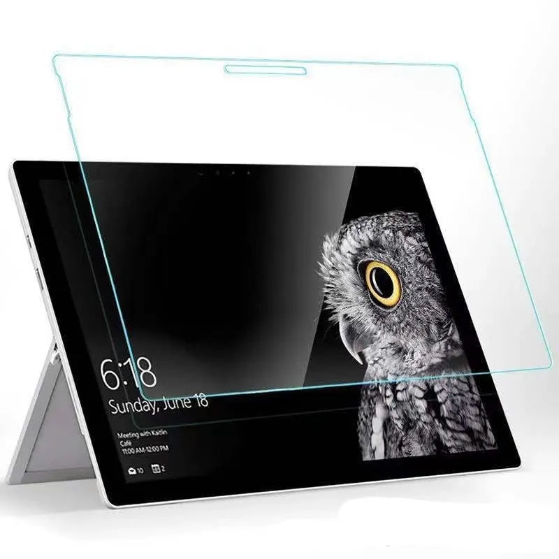 Microsoft Surface tempered glass screen protector with HD straight edge on a display