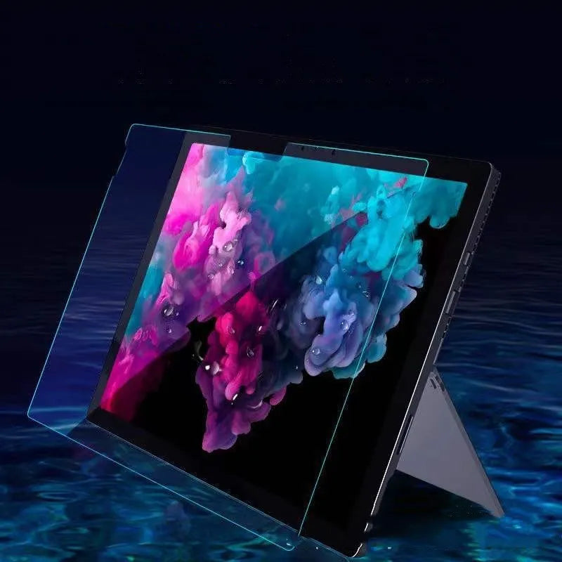 Microsoft Surface tempered glass screen protector with HD straight edge on a display