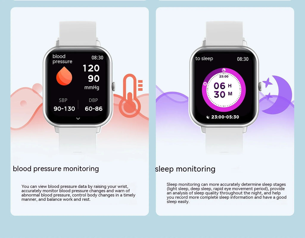 Bluetooth smart watch with heart rate monitoring and AI voice assistant in multiple colour options