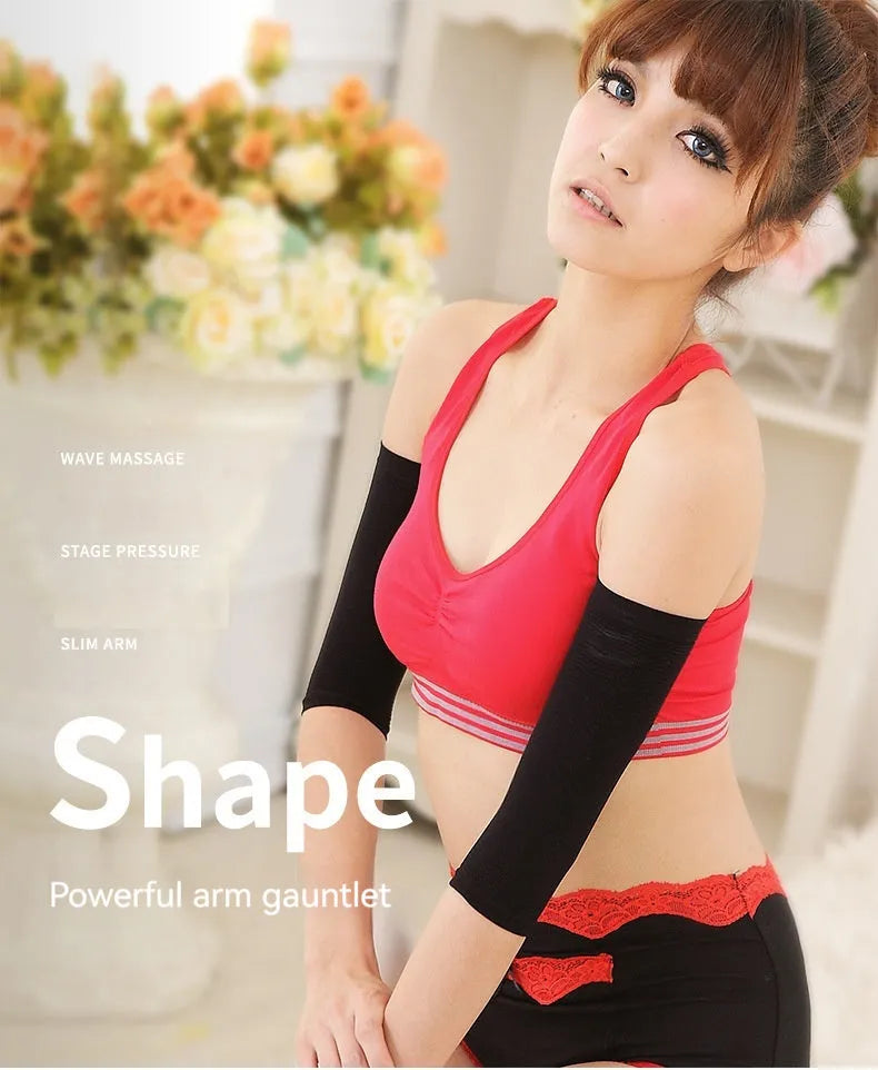 Women's nylon shaping arm sleeves in black and skin colour for all-season wear
