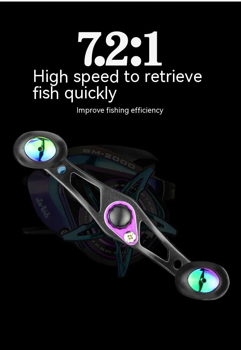 BM2000 fishing reel with magnetic brake and water drop spool in left-hand and right-hand models