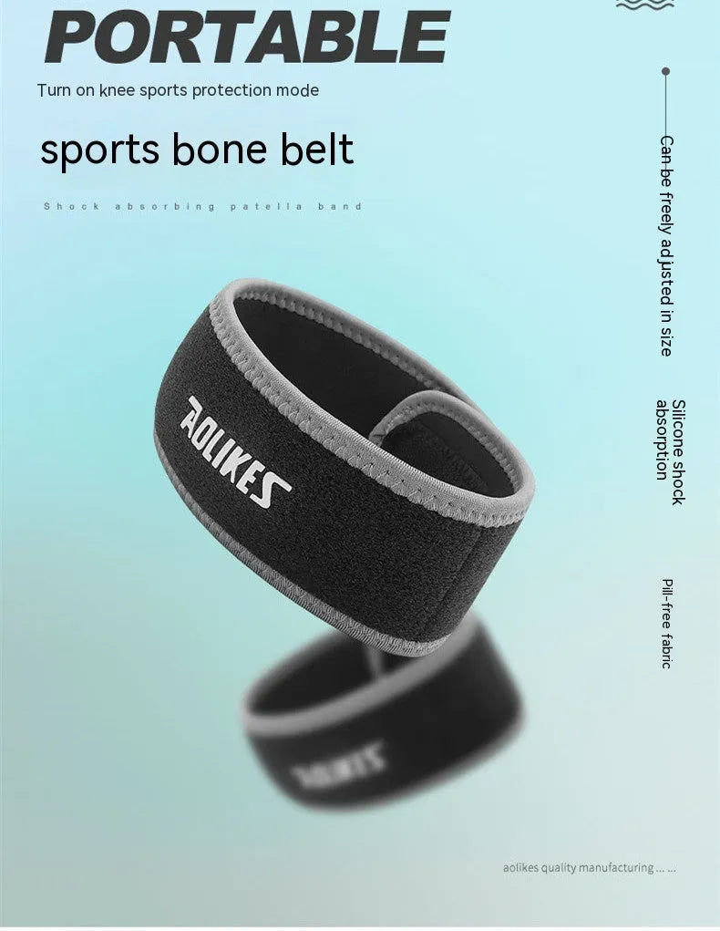 Black and gray edge patella retinaculum knee pad made of SBR and silicone for running and cycling