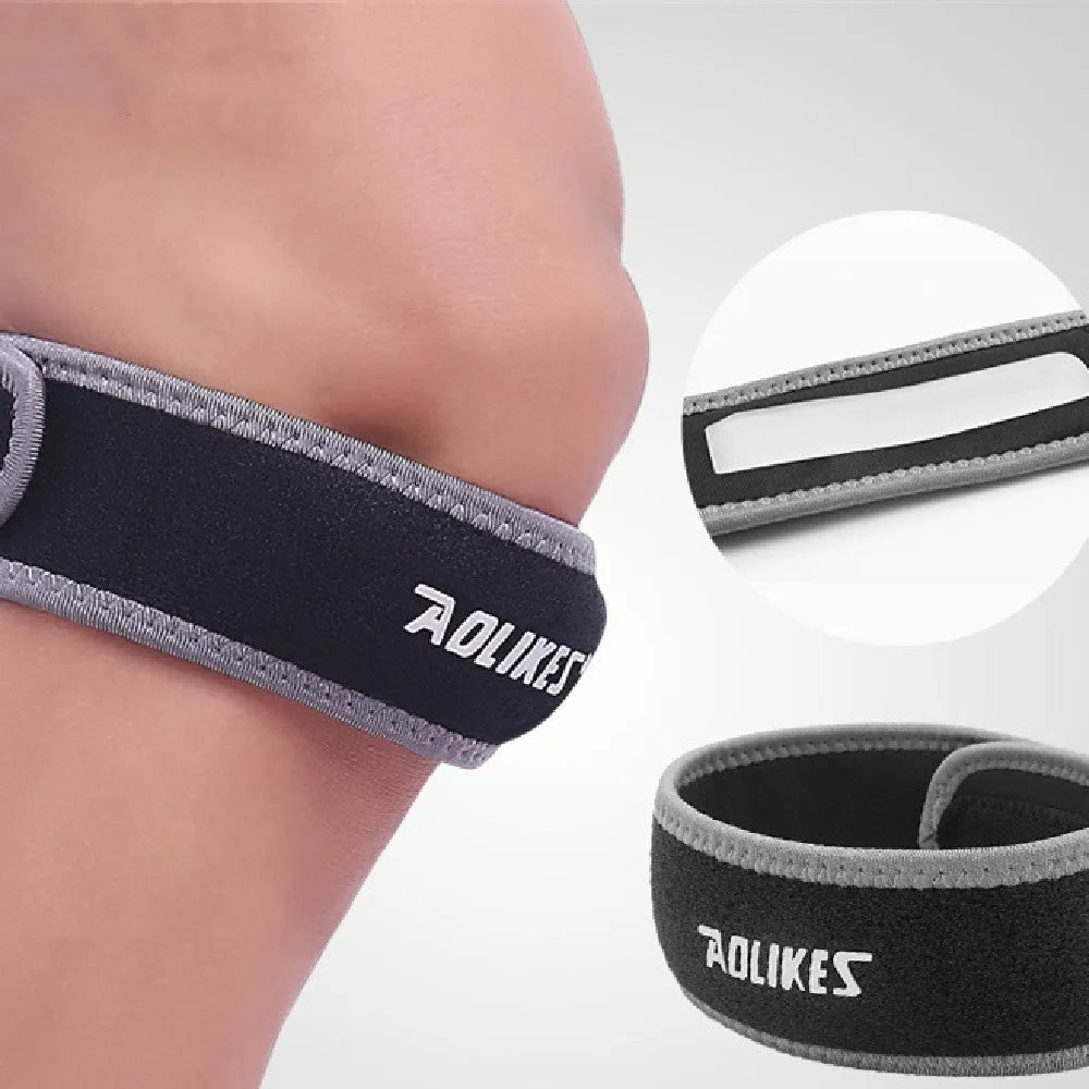 Black and gray edge patella retinaculum knee pad made of SBR and silicone for running and cycling