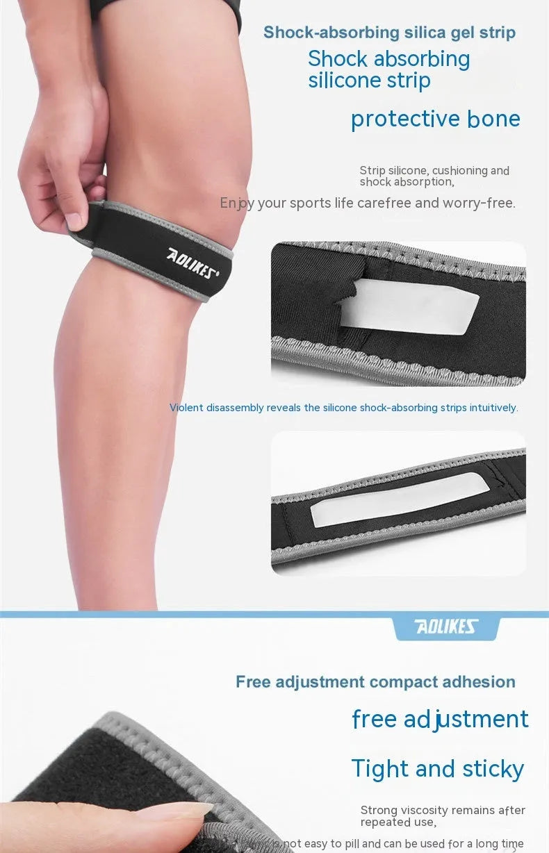 Black and gray edge patella retinaculum knee pad made of SBR and silicone for running and cycling