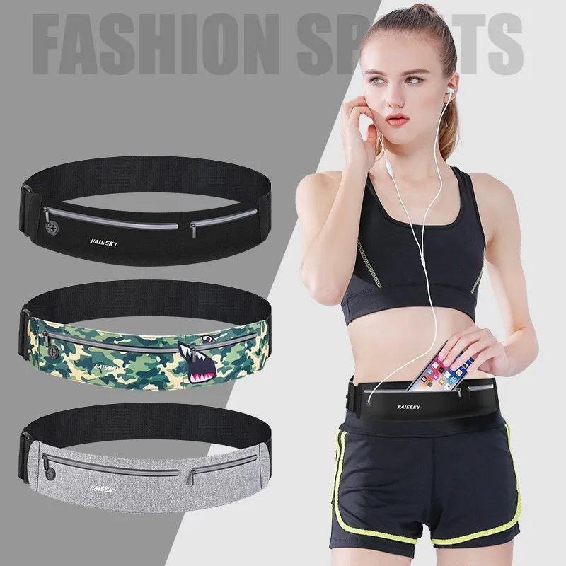 8-inch waterproof waist bag in camouflage crocodile pattern for outdoor sports