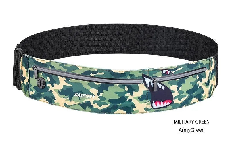 8-inch waterproof waist bag in camouflage crocodile pattern for outdoor sports