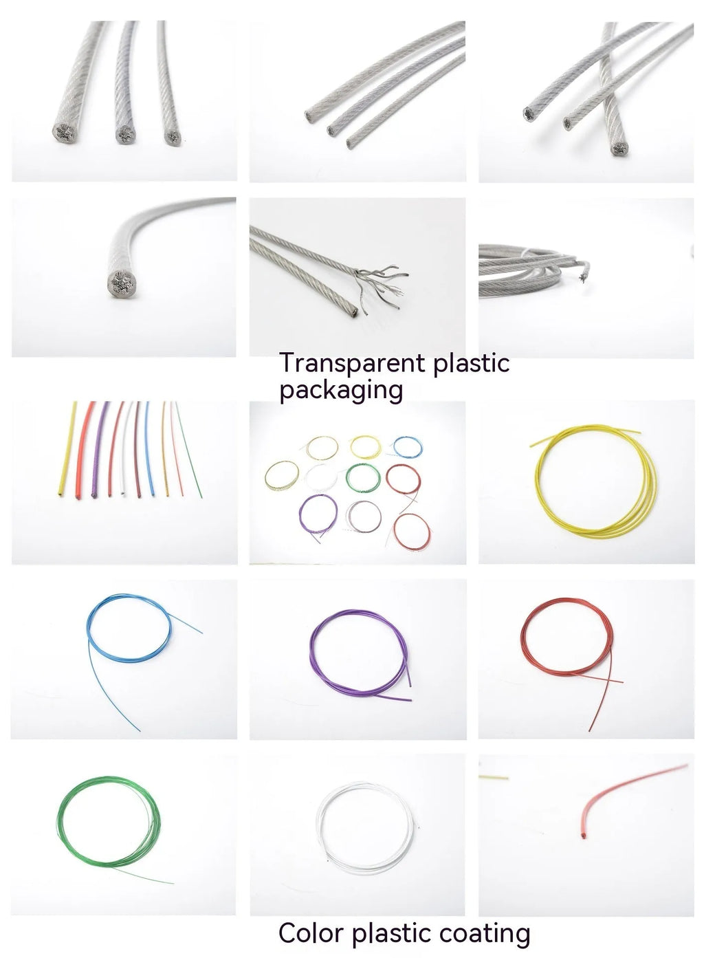 304 stainless steel invisible anti-theft wire rope cable on white background showing multi-strand construction