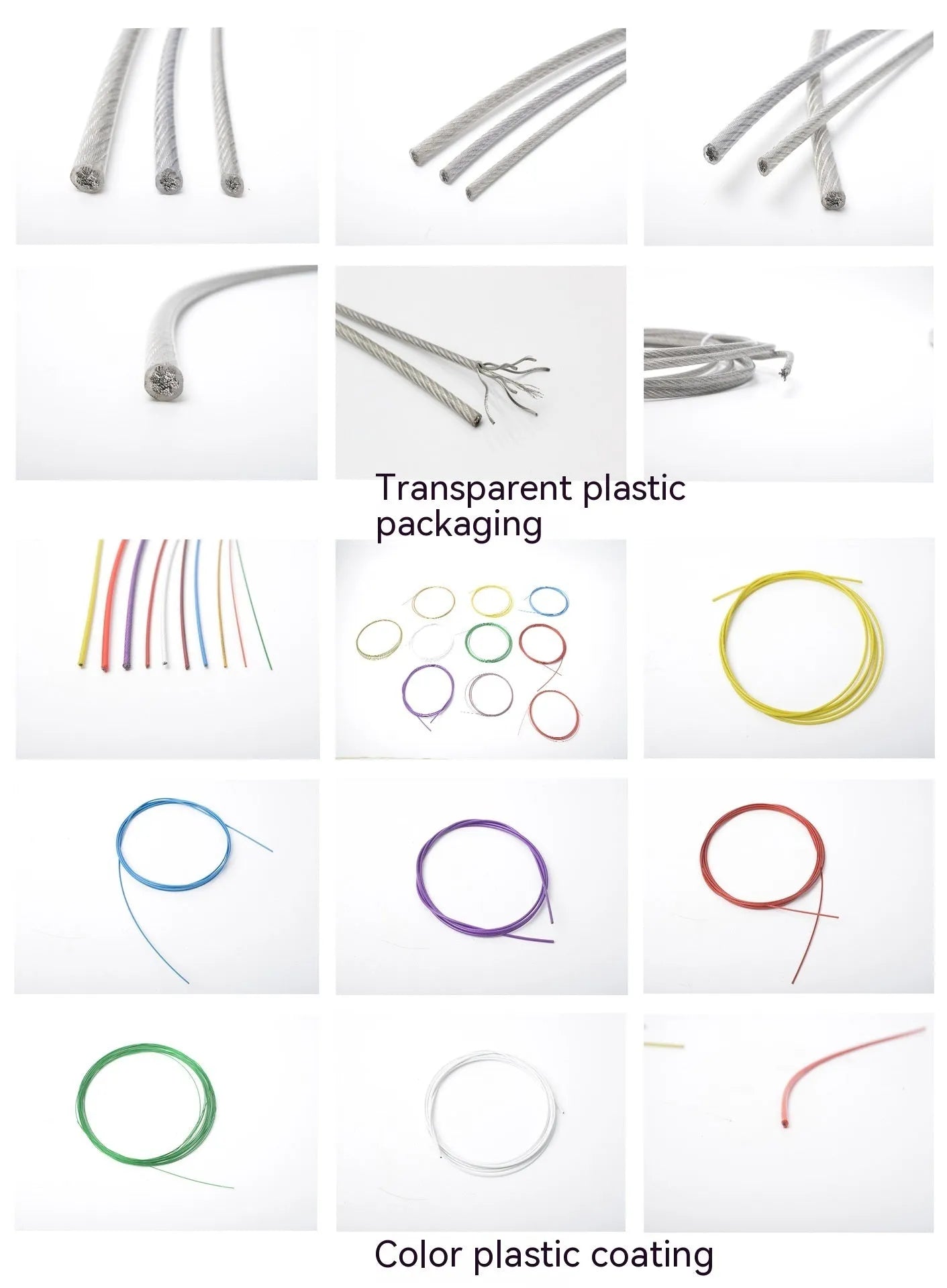 304 stainless steel invisible anti-theft wire rope cable on white background showing multi-strand construction