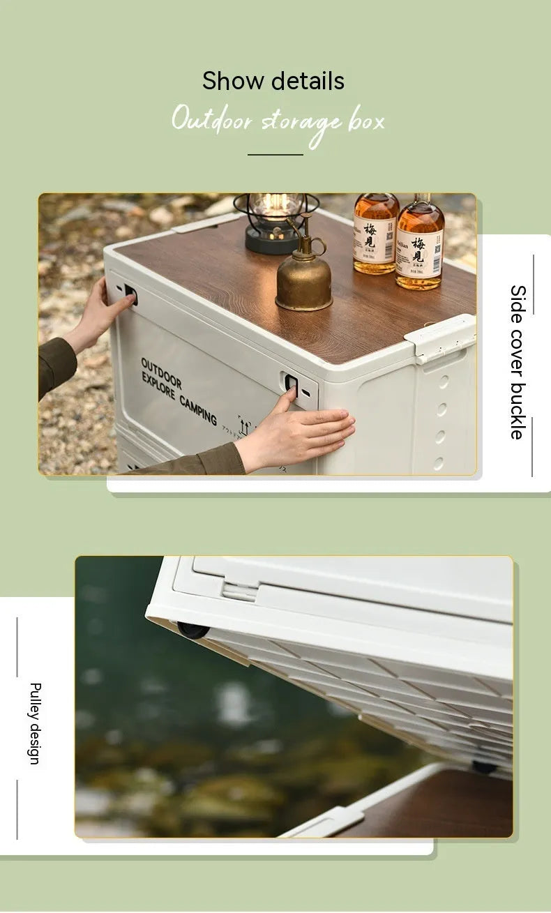 Large white plastic storage box with 45L capacity for household and camping organisation