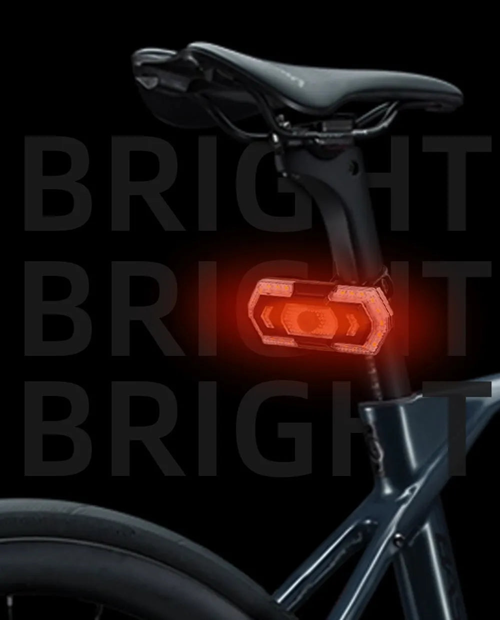 Black wireless remote control vehicle taillight with turn signal indicators and USB charging port