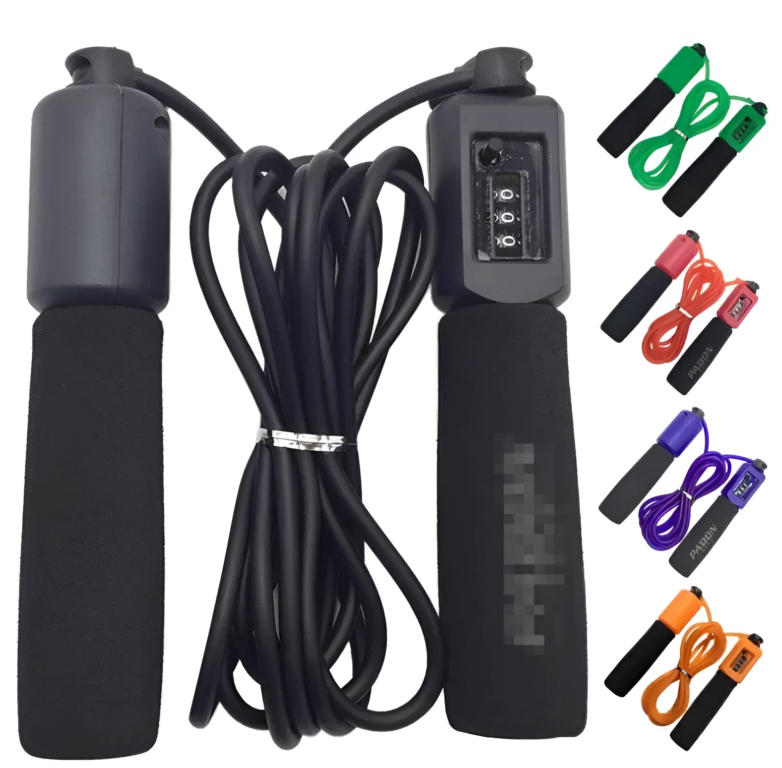 Adjustable 3m fitness skipping rope with sponge-grip handles in multiple colours