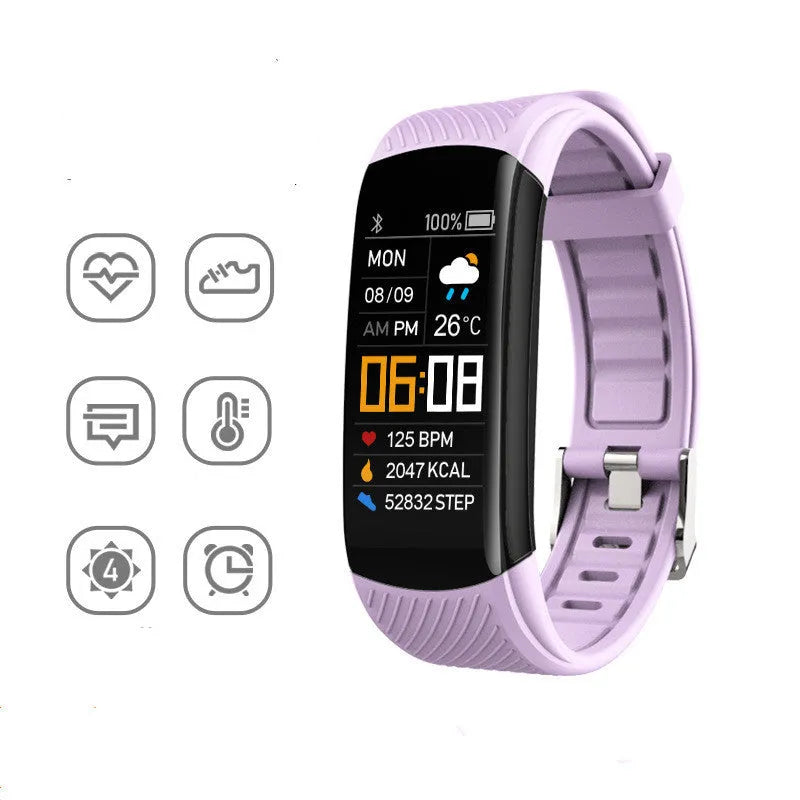 Adult sports silicone pedometer bracelet with 0.96-inch touch screen in multiple colour options