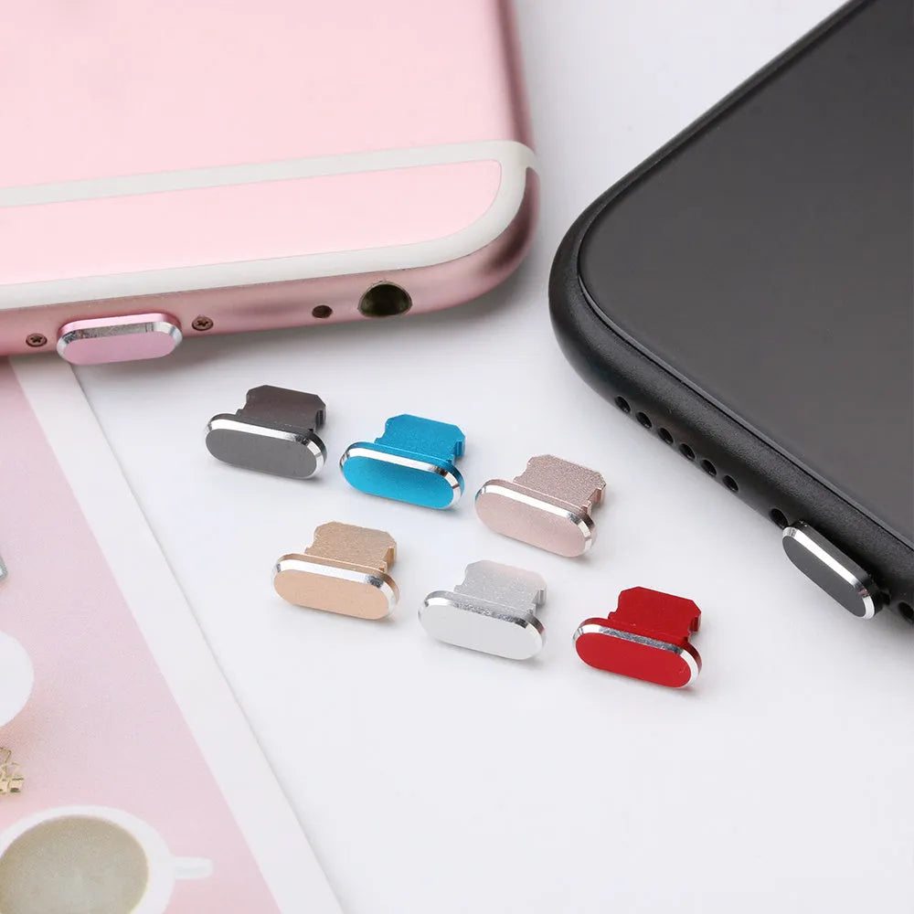 Aluminium alloy iPhone charging port dust plug in eight colour options