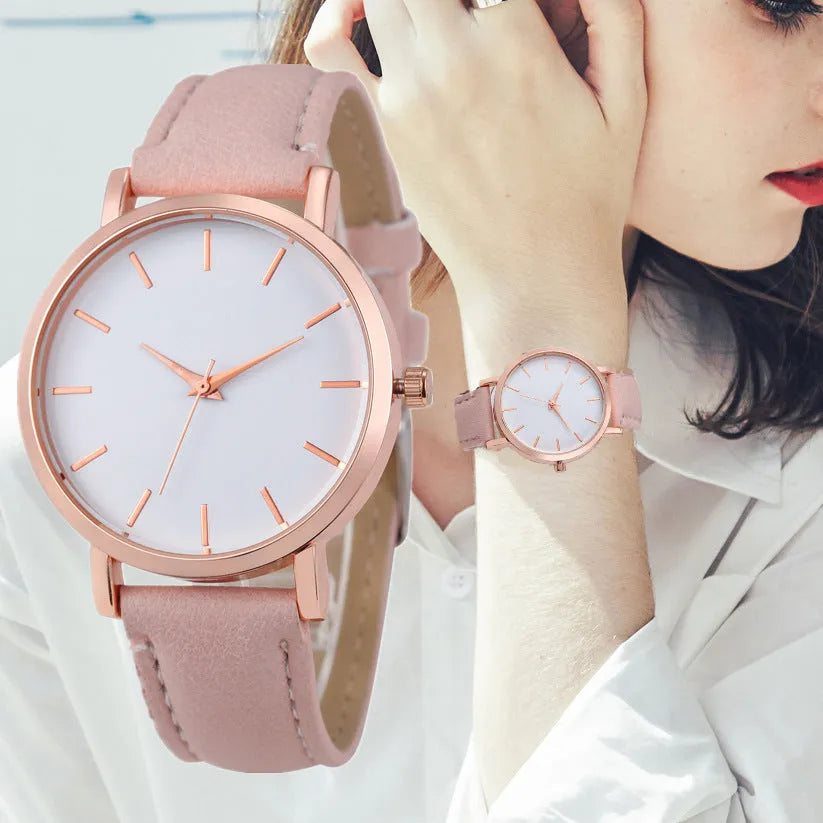 35.5mm square case quartz watch with PU leather strap in multiple colour options