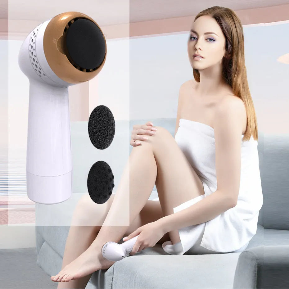 Electric foot grinder with quartz grinding head in gold, pink or silver finishes