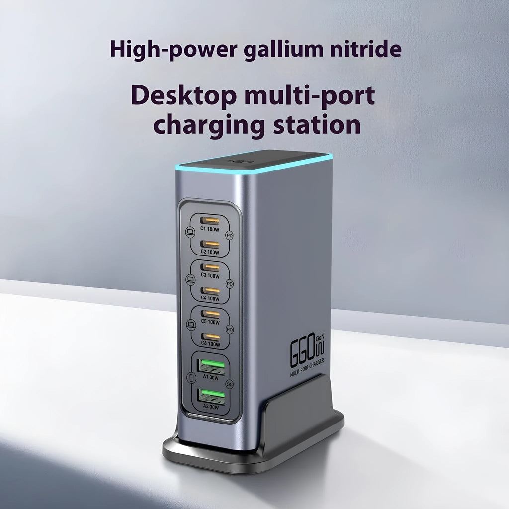 660W Gallium Nitride desktop fast charger with international plug options.
