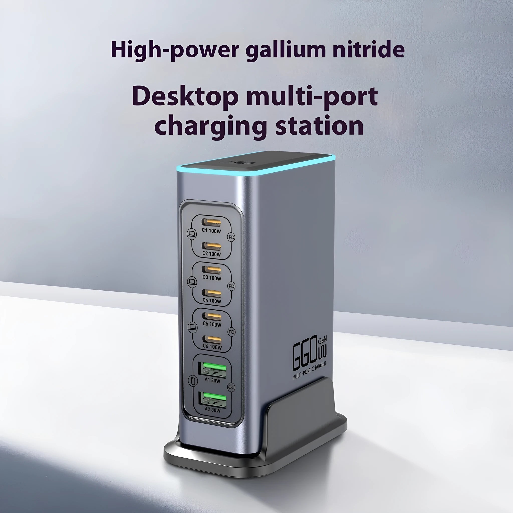 660W Gallium Nitride desktop fast charger with international plug options.