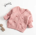 baby girl sweater in pink, brown, or yellow knit, sizes 73 to 100 cm