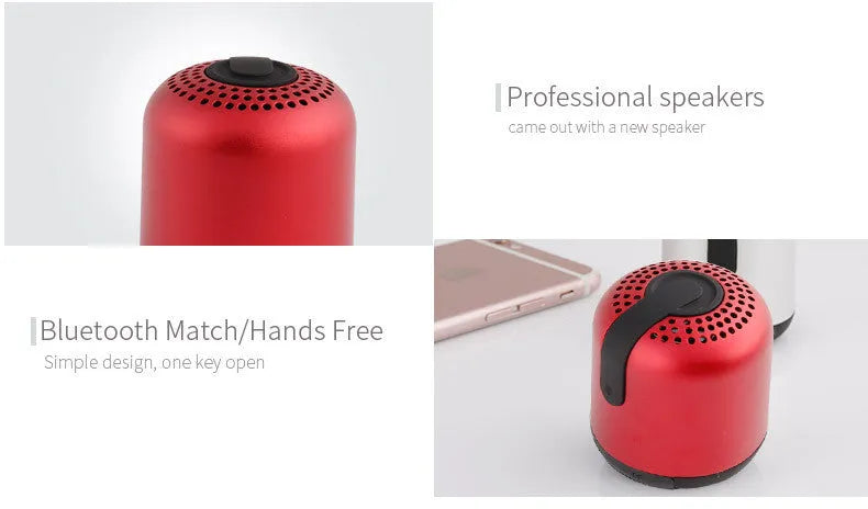 Hieha XQ11 cylindrical mini Bluetooth speaker in silver colour on a table