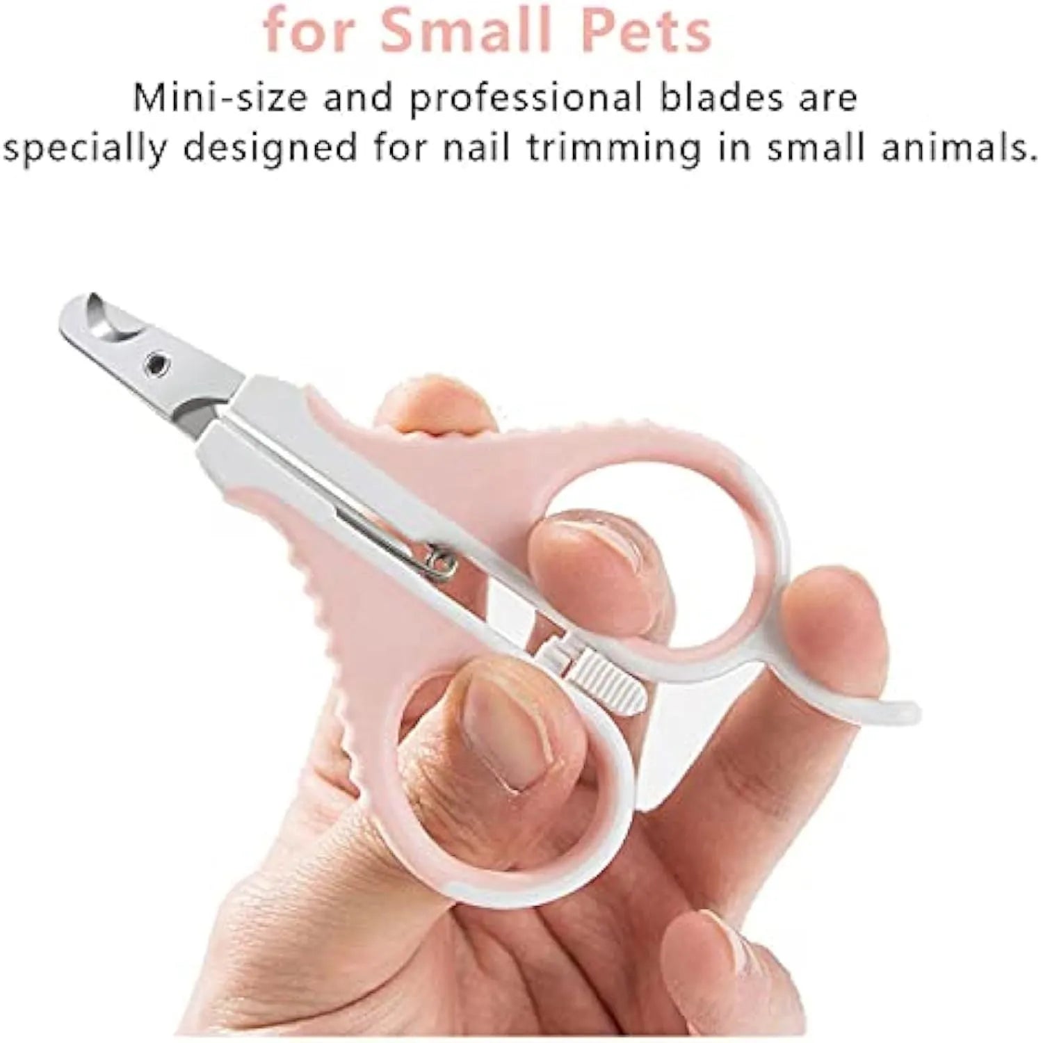 Cat nail clippers with curved blade and safety guard for small pet grooming