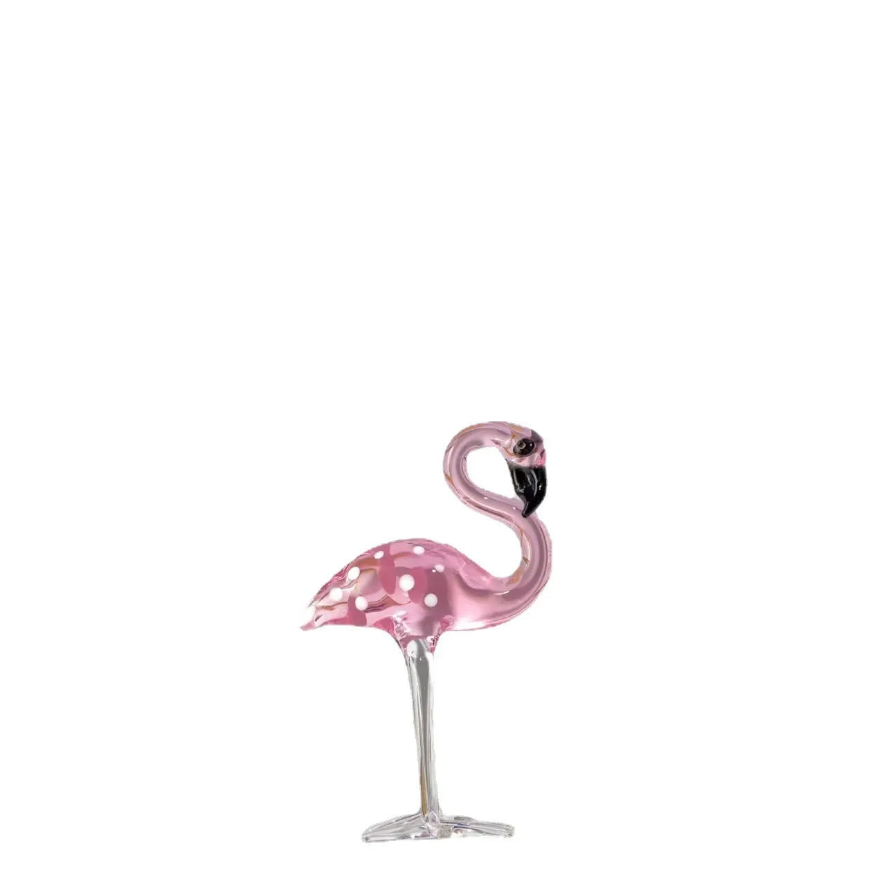 Pink crystal flamingo decorative animal figure on table with modern minimalist style