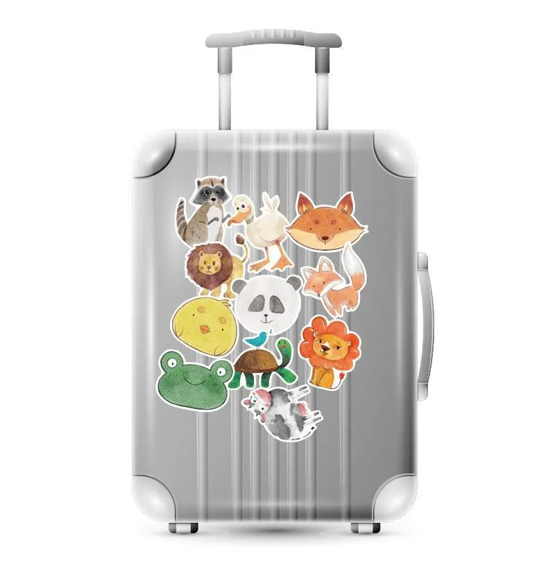 36-piece set of large retro beach themed stickers on a PVC sheet with matte finish.