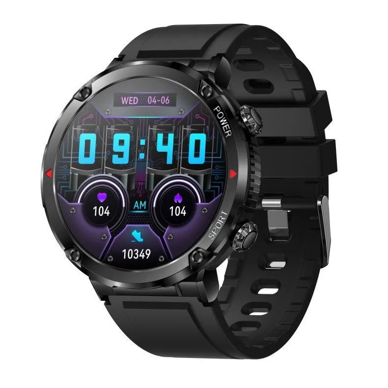 T30 Smart Watch with black silicone strap showing touch screen displaying time and heart rate.